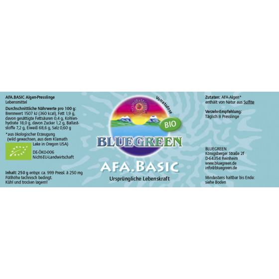 BLUEGREEN AFA BASIC BIO Presslinge 250g, ca. 999 Stück