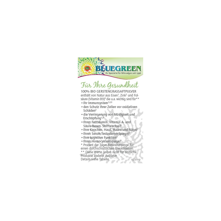 BLUEGREEN BIO GERSTENGRASSAFT-PULVER  100 g Inhalt
