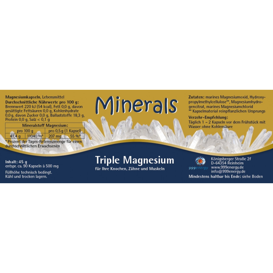Minerals Triple Magnesium 45g ca. 90 Kapseln