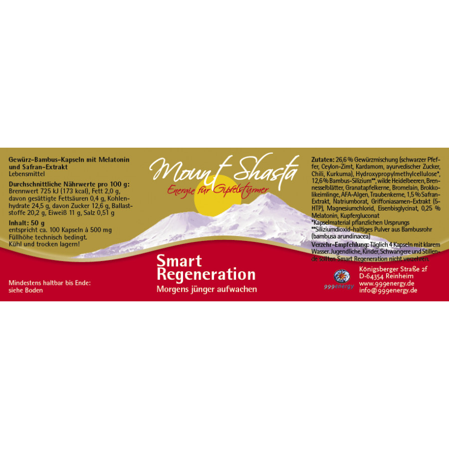 Mount Shasta Smart Regeneration 50 g, ca. 100 Kapseln a‘ 500 mg