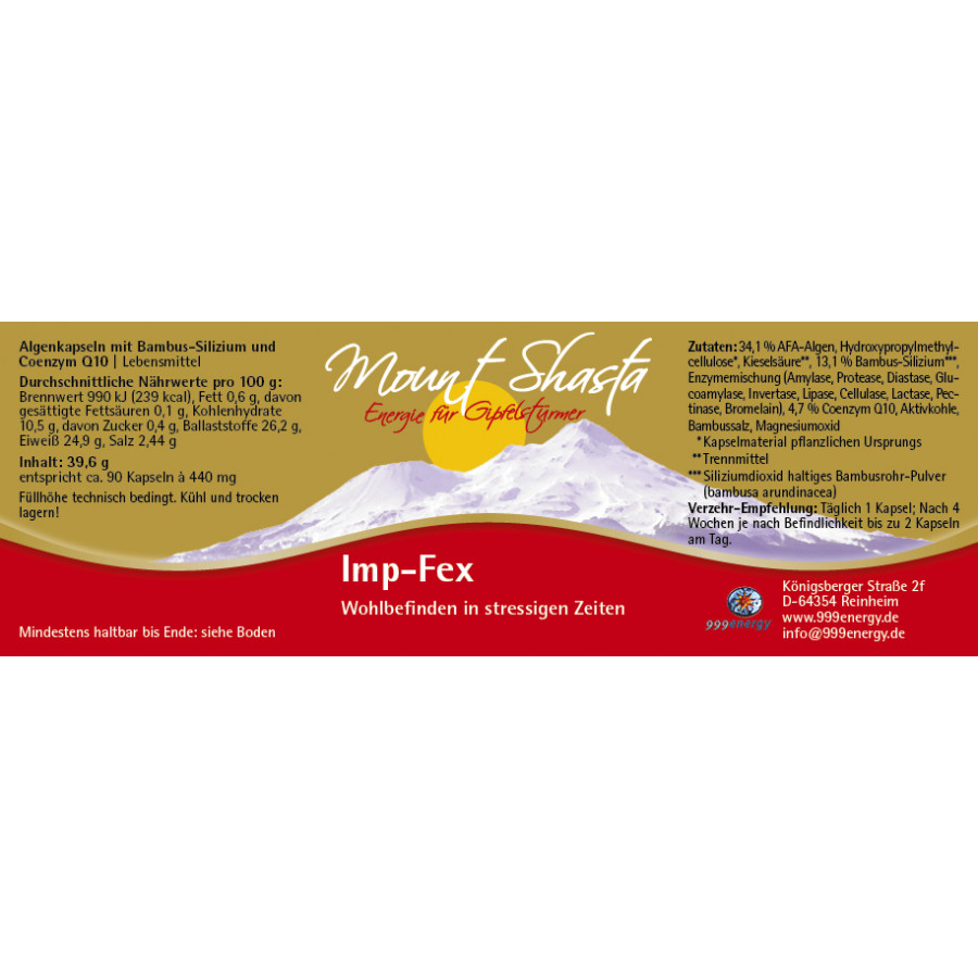 Mount Shasta Imp-Fex Dose mit 39,6g ca. 90 Kapseln a 440mg