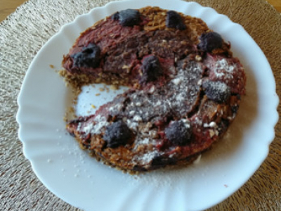 Süßkartoffelkuchen mit Heidelbeer/Mandel/Kokoscreme